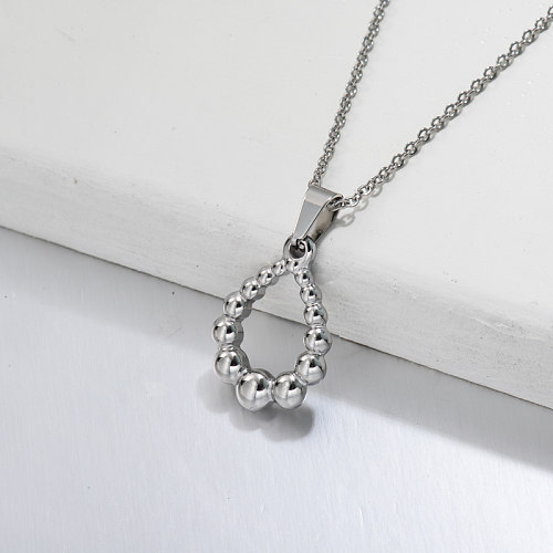 Stainless Steel Oval Pendant Necklace -SSNEG143-32701