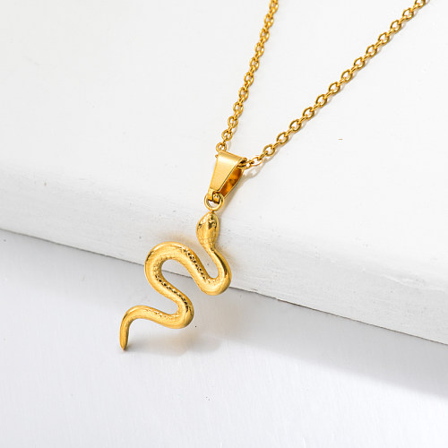 18k Gold Plated Snake Pendant Necklace -SSNEG143-32651