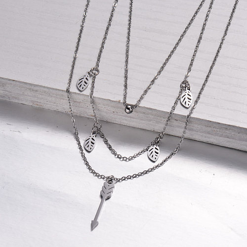 Stainless Steel Layered Necklace -SSNEG143-32976