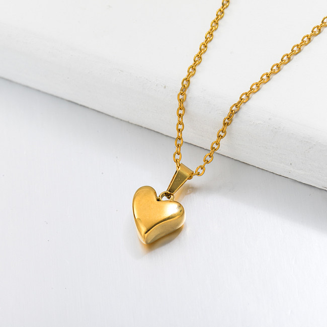 18k vergoldete zierliche Herz-Anhänger-Halskette -SSNEG143-32675