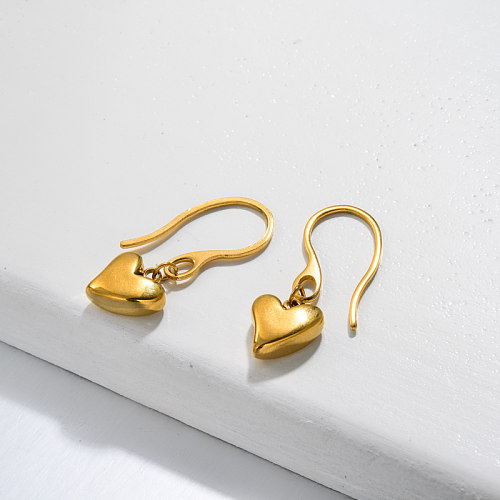 18k Gold Plated Heart Drop Earrings -SSEGG143-32803