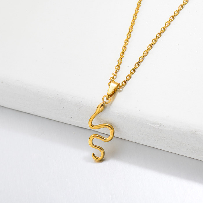 18k Gold Plated Snake Pendant Necklace -SSNEG143-32666