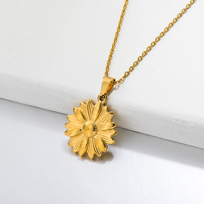 18k Gold Plated Sunflower Pendant Necklace -SSNEG143-32664