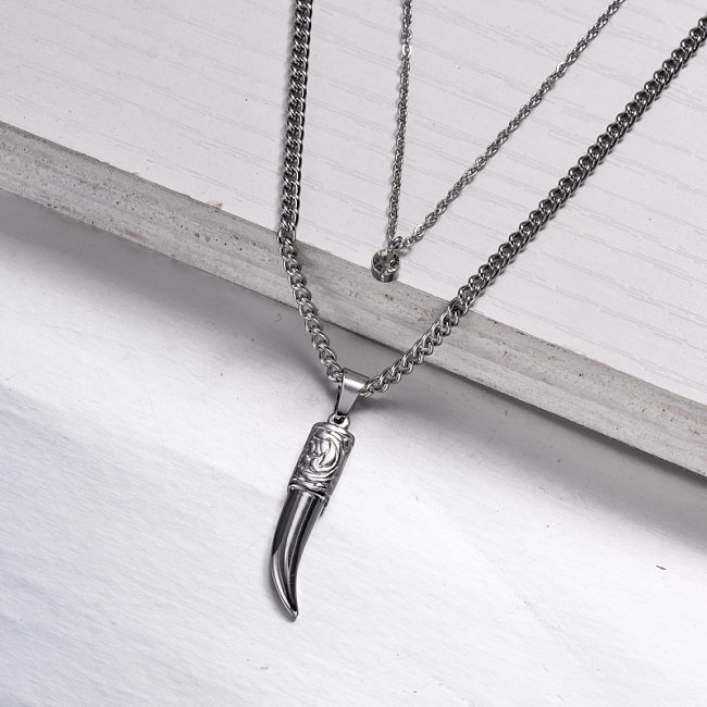 Stainless Steel Sword Layered Necklace -SSNEG143-33002