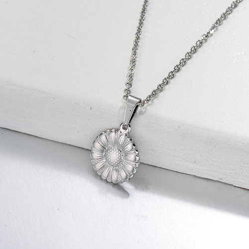 Stainless Steel Sunflower Pendant Necklace -SSNEG143-32717