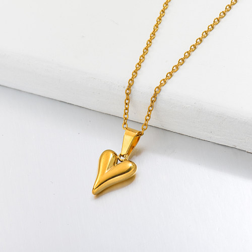 18k Gold Plated Dainty Heart Pendant Necklace -SSNEG143-32676