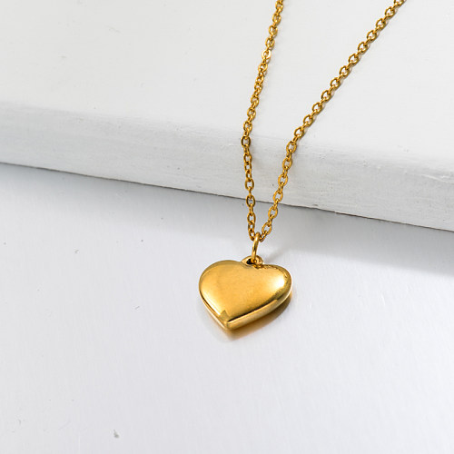 18k Gold Plated Heart Pendant Necklace -SSNEG143-32745