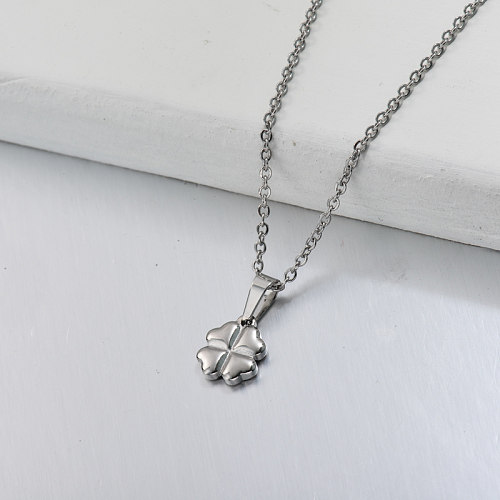 Stainless Steel Clover Pendant Necklace -SSNEG143-32691