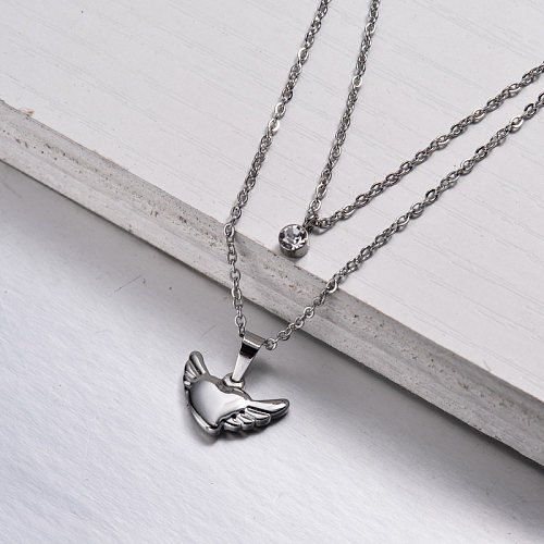 Stainless Steel Heart Layered Necklace -SSNEG143-32908