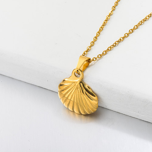 18k Gold Plated Dainty Shell Conch Pendant Necklace -SSNEG143-32677