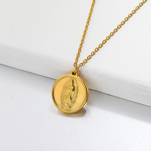 18k Gold Plated San Benito Medal Pendant Necklace -SSNEG143-32733