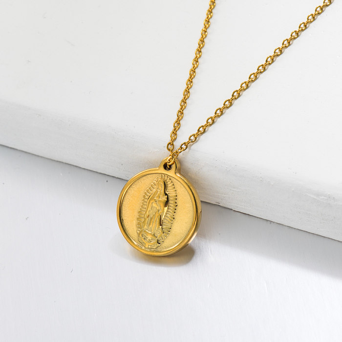 18k Gold Plated San Benito Medal Pendant Necklace -SSNEG143-32733