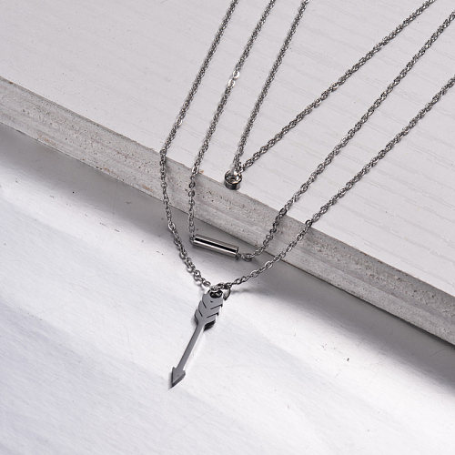Stainless Steel Layered Necklace -SSNEG143-32962