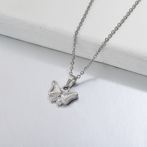 Collier pendentif papillon en acier inoxydable -SSNEG143-32702