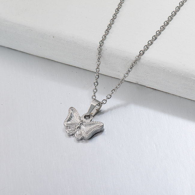 Stainless Steel Butterfly Pendant Necklace -SSNEG143-32702