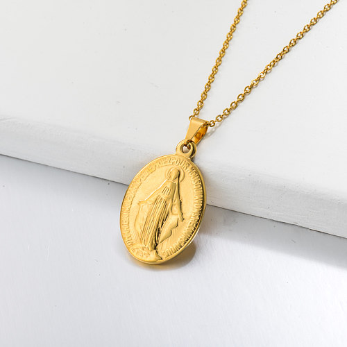 18k Gold Plated San Benito Medal Pendant Necklace -SSNEG143-32645