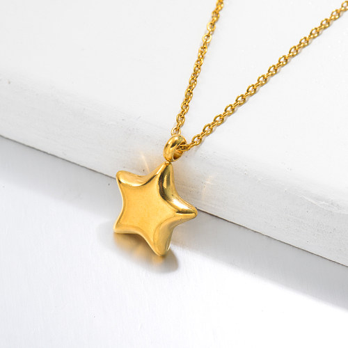 Collar Colgante Estrella Bañado en Oro 18k -SSNEG143-32689