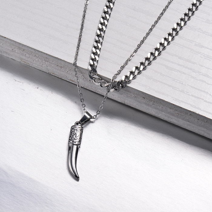 Stainless Steel Sword Layered Necklace -SSNEG143-33004