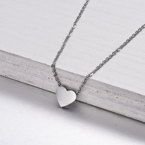 Stainless Steel Dainty Heart Pendant Necklace -SSNEG143-32879