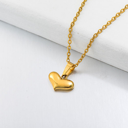 Collar Con Colgante Delicado Mini Corazón Chapado En Oro De 18k -SSNEG143-32685
