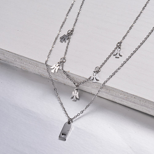 Stainless Steel Dainty Angle Layered Necklace Sets-SSNEG143-32999