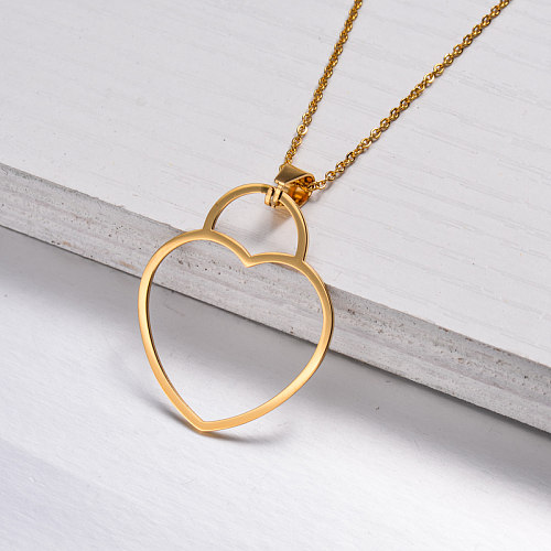 18k Gold Plated Heart Pendant Necklace -SSNEG143-32897