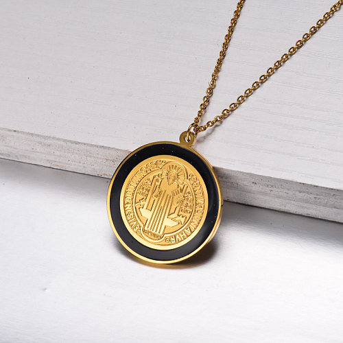 18k Gold Plated San Benito Medal Pendant Necklace -SSNEG143-32861