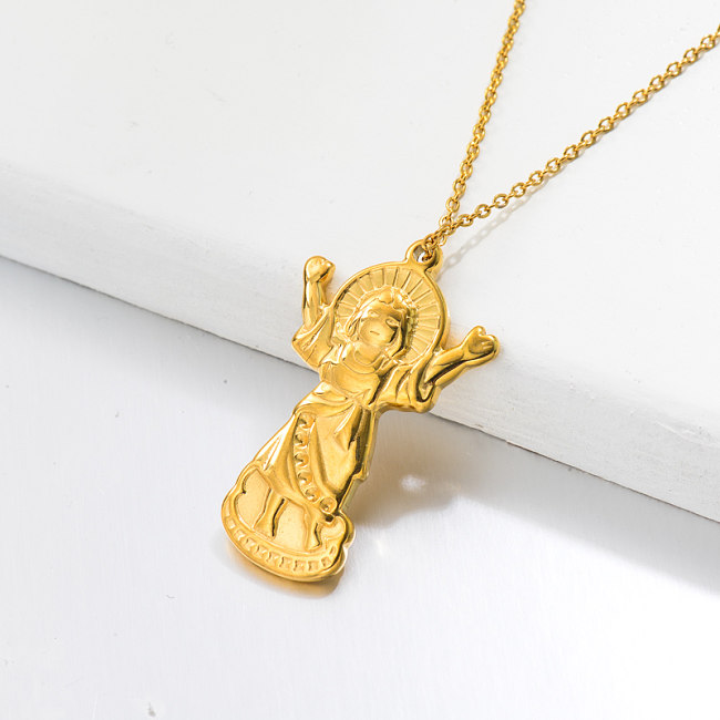 18k Gold Plated Nino Jesus Pendant Necklace -SSNEG143-32722