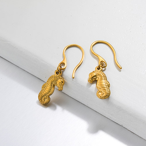 Pendientes Colgantes De Playa Marina Chapados En Oro 18k -SSEGG143-32805