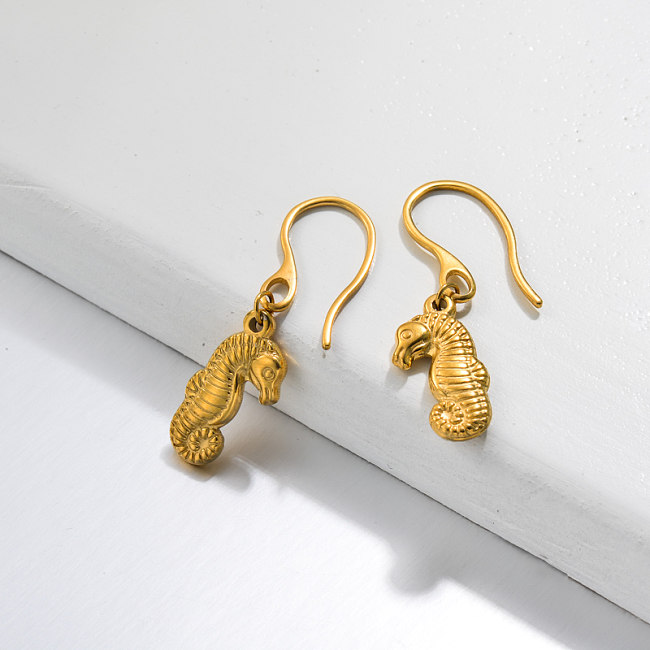 18k Gold Plated Marine Beach Drop Earrings -SSEGG143-32805