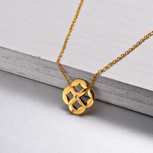 18k Gold Plated Tiny Pendant Necklace -SSNEG143-32906