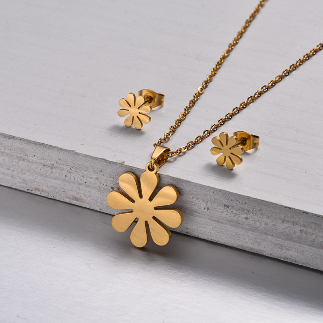 18k Gold Plated Flower Jewelry Sets -SSCSG143-32835