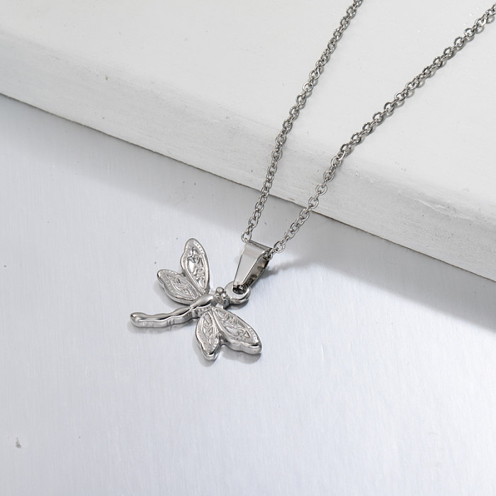Stainless Steel Dragonfly Pendant Necklace -SSNEG143-32698