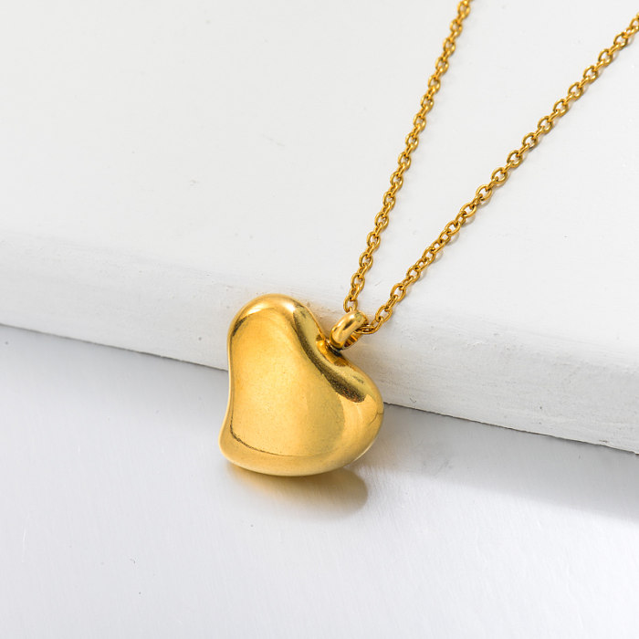 18k vergoldete zierliche Herz-Anhänger-Halskette -SSNEG143-32678