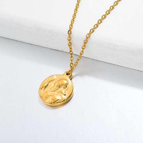 18k Gold Plated San Benito Medal Pendant Necklace -SSNEG143-32729