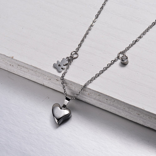 Collier pendentif coeur en acier inoxydable -SSNEG143-32913