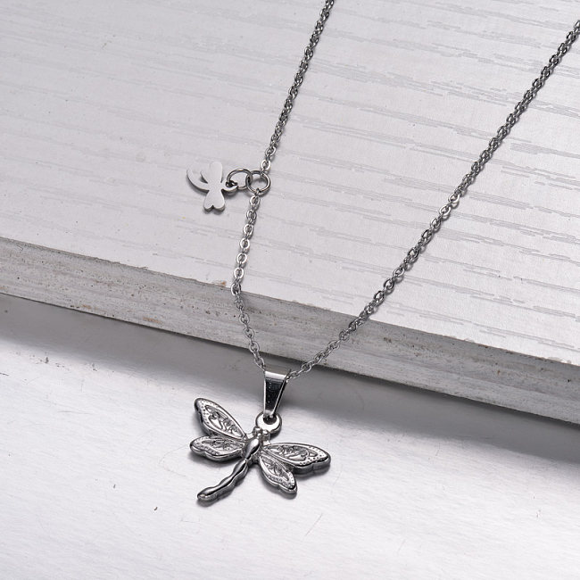 Stainless Steel Dragonfly Pendant Necklace -SSNEG143-33023