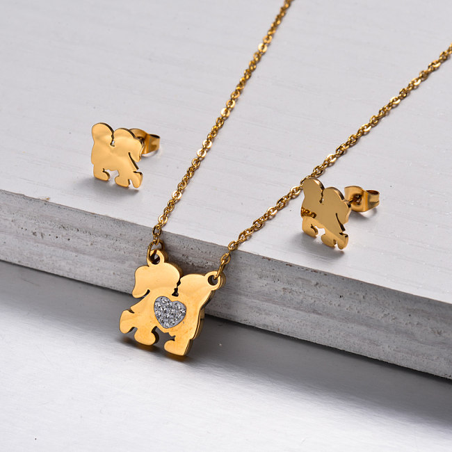 18k Gold Plated Boy Girl Jewelry Sets -SSCSG143-32824