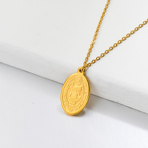 18k Gold Plated San Benito Medal Pendant Necklace -SSNEG143-32739