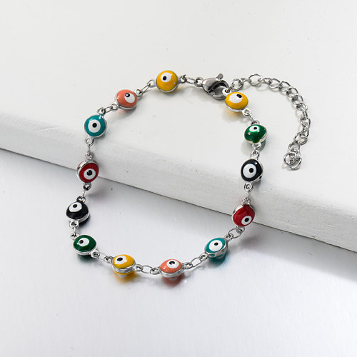 Pulseras de Cadena de Eslabones Evil Eye de Acero Inoxidable -SSBTG143-32774