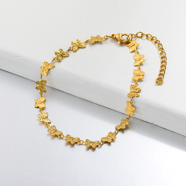 اساور سلسلة مطلية بالذهب 18 قيراط على شكل فراشة- SSBTG143-32775