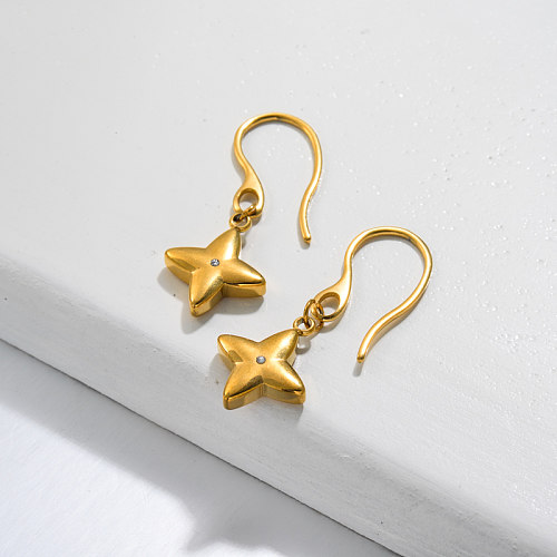 18k Gold Plated Clover Drop Earrings -SSEGG143-32802