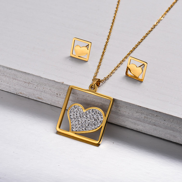 18k Gold Plated Heart Jewelry Sets -SSCSG143-32821