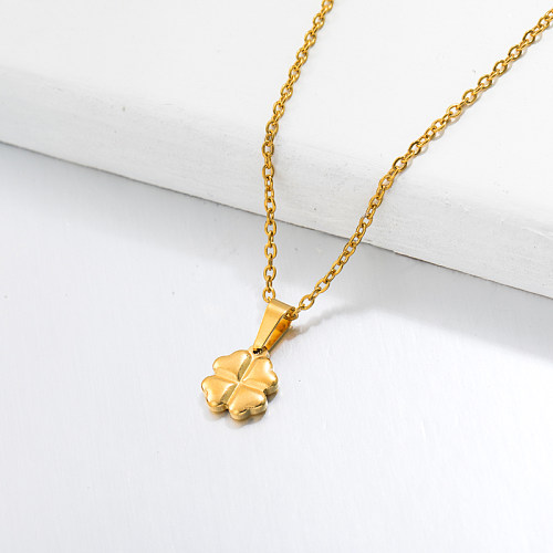 18k Gold Plated Clover Pendant Necklace -SSNEG143-32665