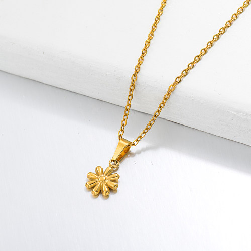 18k Gold Plated Dainty Daisy Pendant Necklace -SSNEG143-32654