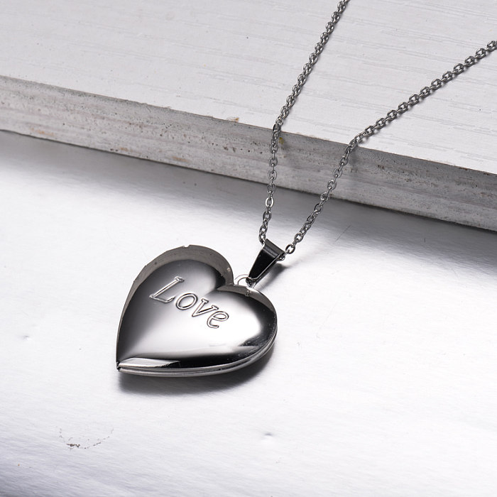 Stainless Steel Lock Pendant Necklace -SSNEG143-32855