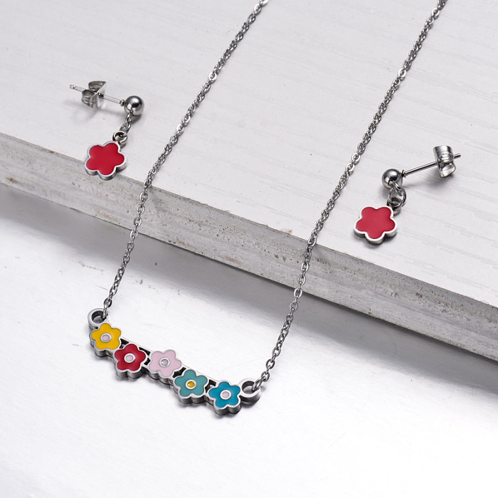 Stainless Steel Enamel Cute Jewelry Sets for Children -SSCSG143-33030