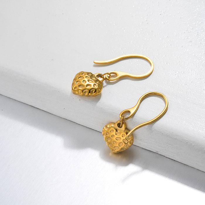 18k Gold Plated Strawberry Heart Drop Earrings -SSEGG143-32814