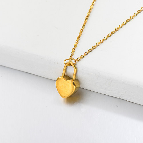 18k Gold Plated Heart Pin Pendant Necklace -SSNEG143-32768