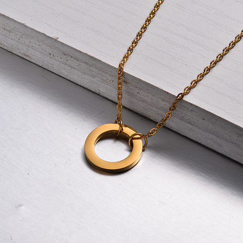 18k Gold Plated Circle Pendant Necklace -SSNEG143-32901